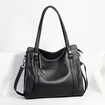 2022 new womens bag leather European and American fashion top layer cowhide all-match casual hand-held one-shoulder messenger large bag