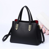 Leather womens bag 2022 new Korean version messenger bag fashion ladies handbag solid color cowhide middle-aged mother bag