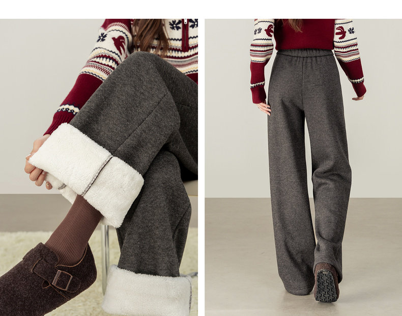 SENTUBILA Fleece-gefütterte Hosen für Damen 2026 Winter Acetat Elastischer Bund Weites Bein Lässige Vielseitige Hosen 154KD3652 – Detail 29