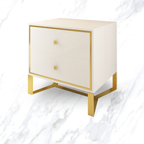 Stainless steel bedside table post-modern bedroom simple side black white bright paint light luxury bedside storage cabinet