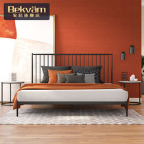 Nordic carbon steel iron bed modern simple master bedroom side small apartment double house light luxury black iron frame bed