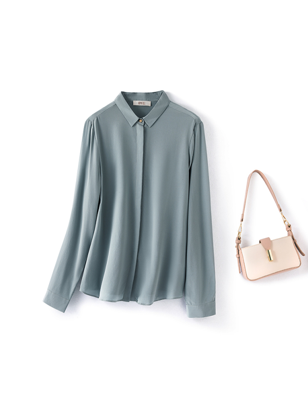 Heavyweight Silk Blouse for Women, Long-Sleeved, 2026 Autumn, Commuter Business Attire Shirt, Ol Small Lapel, Solid Color Mulberry Silk Shirt Heavyweight Silk Blouse for Women, Long-Sleeved, 2026 Autumn, Commuter Business Attire Shirt, Ol Small Lapel, Solid Color Mulberry Silk Shirt