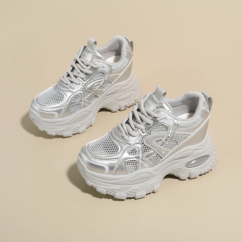 Women's 8cm Height-Increasing Thick-Soled Dad Shoes, Summer Breathable Mesh New Style, Versatile Non-Slip Casual Shoes for Petite Individuals