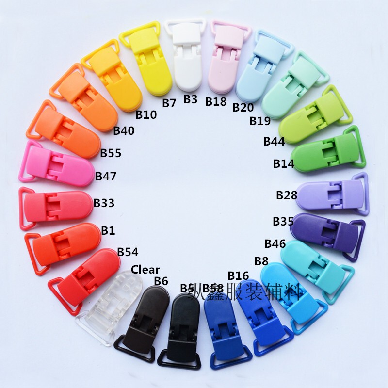 Hualian Kam 100 Pieces, 20mm Inner Width Pacifier Clip, Duckbill Clip, Plastic Clip, Multi-Functional Clip, Alligator Clip