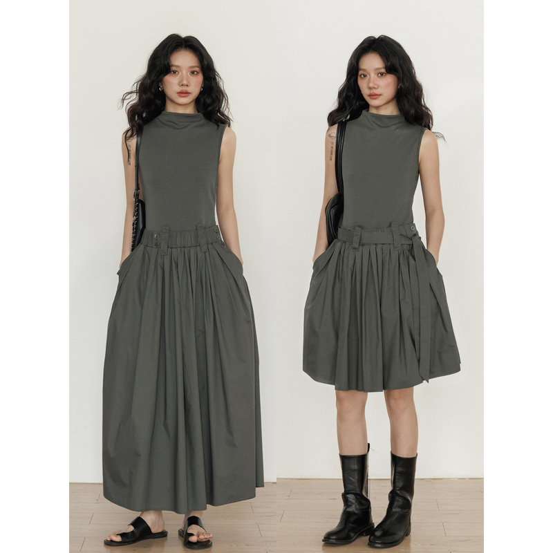 Summer Knitted Patchwork Vest Dress for Women, Stylish and Intellectual A-Line Skirt, 2026 New Commuter Dress