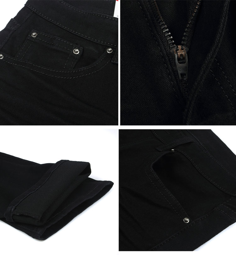 Quần jean nam màu đen thuần khiết mới, quần ống loe denim cạp cao, quần jean nam co giãn quần đùi nam