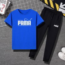 Boys summer two sets of childrens sports suit 2022 new male and female headsets short sleeves CUHK children casual long pants