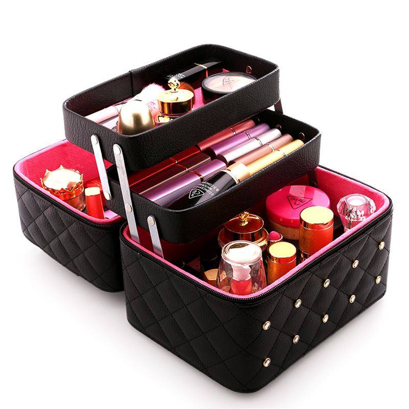 大容量化妆包可爱小号方品中袋随身便携手提收纳盒约化妆箱