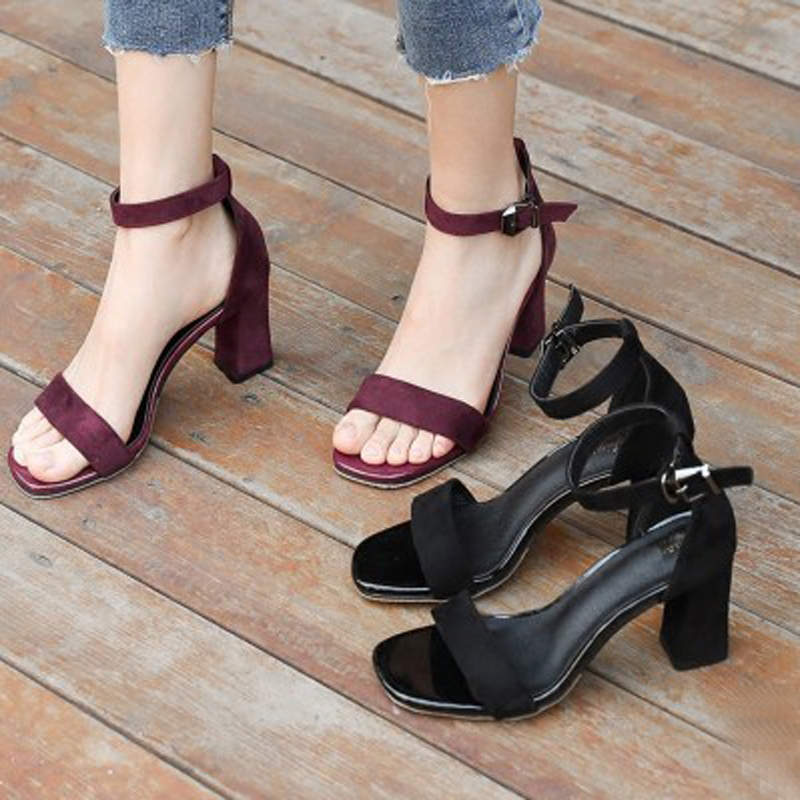 Suede Matte Women's Rhinestone Open-Toe Chunky Heel Square Heel Ankle Strap Purple Burgundy Goddess Sandals Suede Matte Women's Rhinestone Open-Toe Chunky Heel Square Heel Ankle Strap Purple Burgundy Goddess Sandals