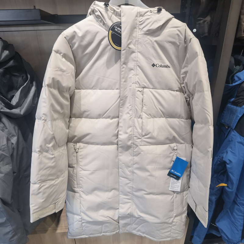 In-Stock Autumn and Winter Columbia Men's Outdoor Long down Jacket with Gold Dot Thermal Insulation We7142