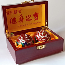 Cloisonne 50MM Gold peony Baoding iron ball fitness ball middle-aged and elderly health handball calciner finger grip