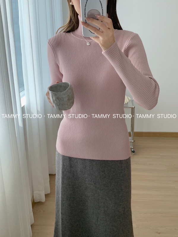 Pink Half-Turtleneck Knit Base Sweater for Spring, Autumn, and Winter 2024 New Fashion Slim-Fit Inner Sweater Top Pink Half-Turtleneck Knit Base Sweater for Spring, Autumn, and Winter 2024 New Fashion Slim-Fit Inner Sweater Top