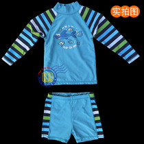 Childrens long sleeve split swimsuit foreign trade surf suit female male size warm sunscreen anti-ultraviolet 6-11 years old