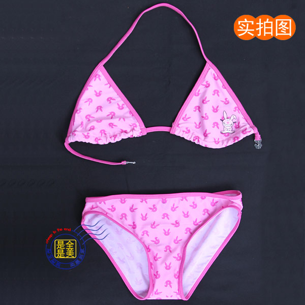Recommended export triangle two-piece bathing suit Daughter children bikini swimming suit Hot spring surf suit 12-14 years old