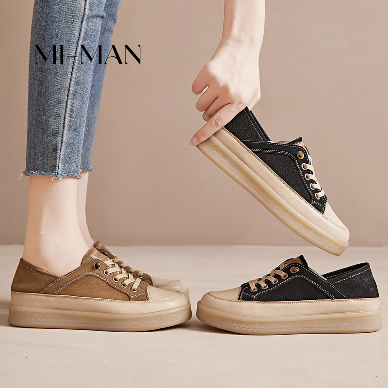 First-Layer Cowhide Casual Sneakers for Women, 2026 New Style, Genuine Leather, Retro, Soft Rubber Sole, Flat, Slip-On Shoes for Pregnant Women