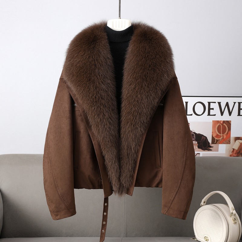 Haining 2026 Winter New Style Fox Fur 90% Goose down Jacket for Women, Suede Fashion Fur Coat, Slimming Haining 2026 Winter New Style Fox Fur 90% Goose down Jacket for Women, Suede Fashion Fur Coat, Slimming