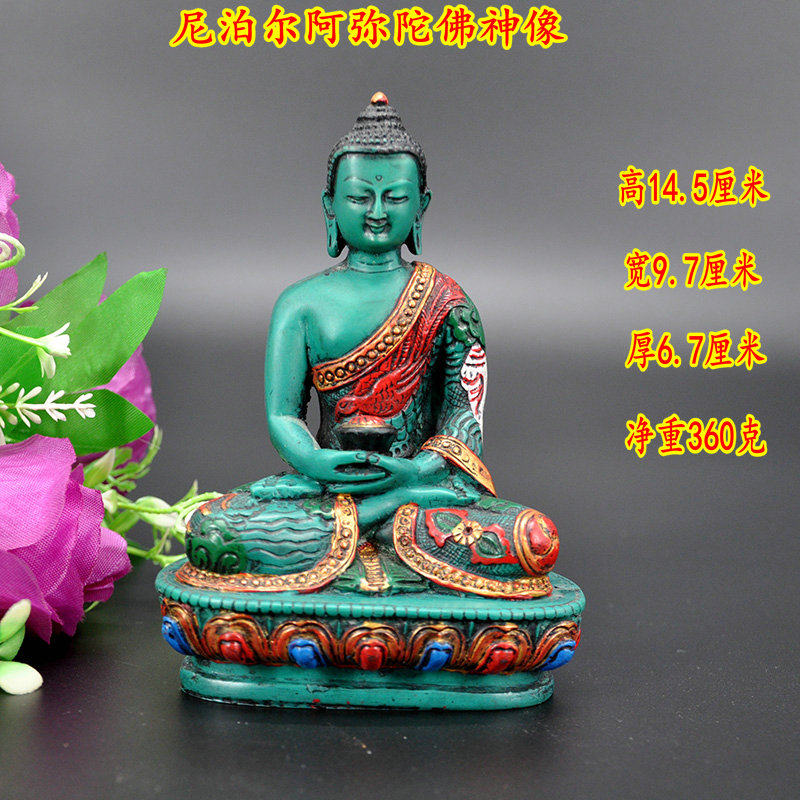 Fracture Nepal hand painted Amitar Buddha statue of the sanctified three - sanctuary Amita Buddha is 14 5 cm high
