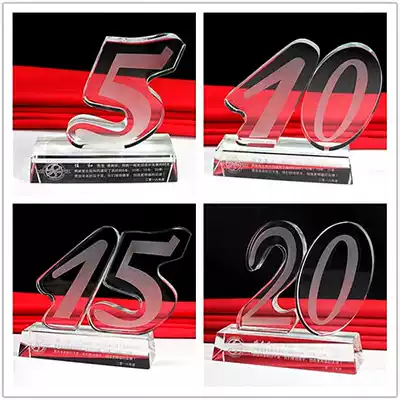 Crystal Medals Ten Years Trophy Customized 5 Years 10 Years 20 Souvenirs 5th 20th Anniversary Service Awards
