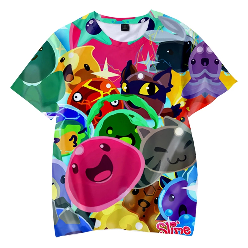 Slime Rancher Slime Rancher Short-Sleeved T-Shirt Game 2D Printed Round Neck Tops for Men and Women