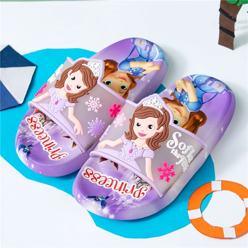 Детские тапочки, нескользящие милые слайдеры, пляжная обувь, «Холодное сердце»