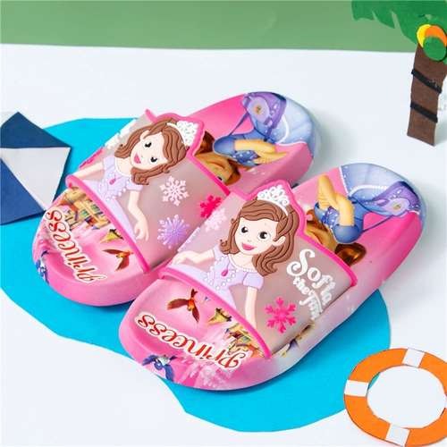 Детские тапочки, нескользящие милые слайдеры, пляжная обувь, «Холодное сердце»