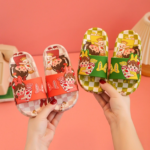 Детские летние мультяшные тапочки для принцессы, нескользящие слайдеры на платформе, семейный стиль