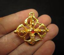 Gold plated diamond pestle copper alloy cross five strands of pestle protection pendant pendant