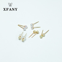 Hivenny is round extremely strong light akoya Mini earrings Champagne Gold non-color color beads G18k