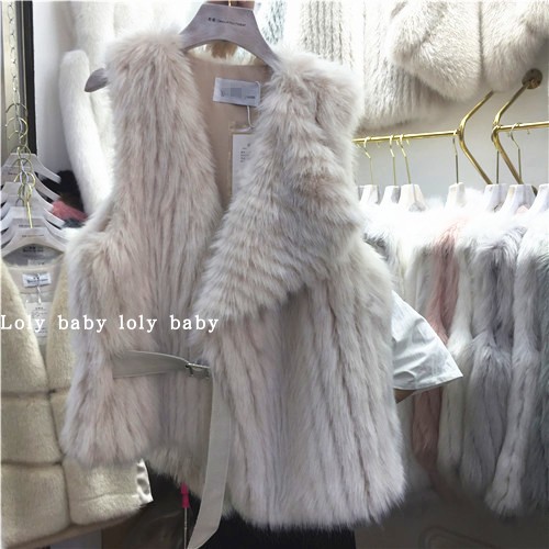2018 mới mô phỏng cáo lông dọc dệt lông thú vest nữ phần dài bảo vệ môi trường vest lông mùa đông áo lông cao cấp