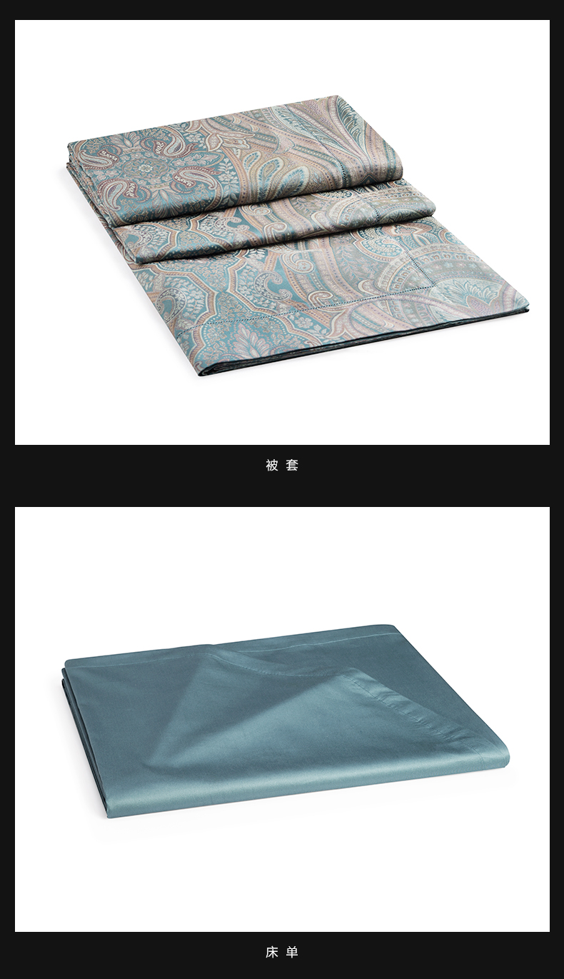 Luo Kafu retro Ý nhập khẩu Ai Cập bông sợi, nhuộm gia đình jacquard bốn Sassanid - Bộ đồ giường bốn mảnh bộ ga gối everon