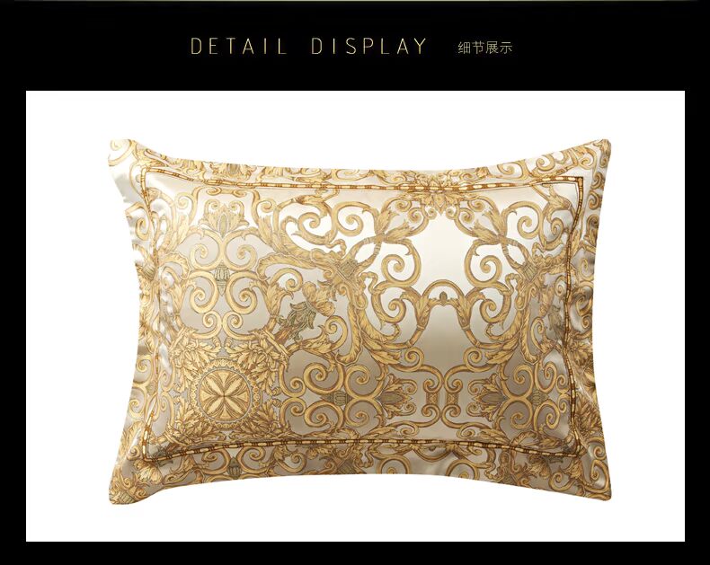 ROYALCOVER Luo Kafu sang trọng vàng theo phong cách Baroque lụa nhuộm sợi jacquard denim Hyde Castle - Bộ đồ giường bốn mảnh chăn ga gối đệm