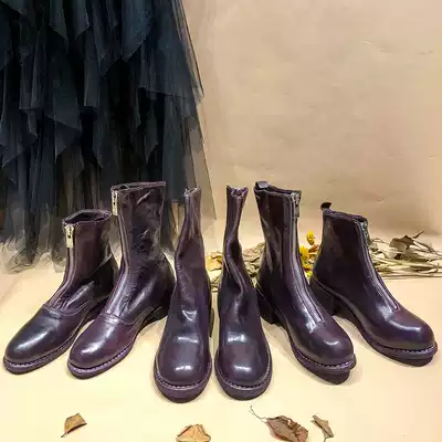 Grape purple guidi310 788Z PL2 ghost Emperor women's boots handmade Goodyear horse skin Martin boots women's boots