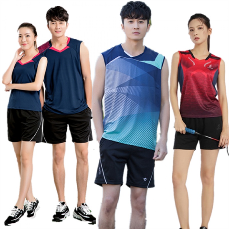 Summer sleeveless sports vest men's and women's badminton suit set breathable quick-drying table tennis net row basketball suit customization