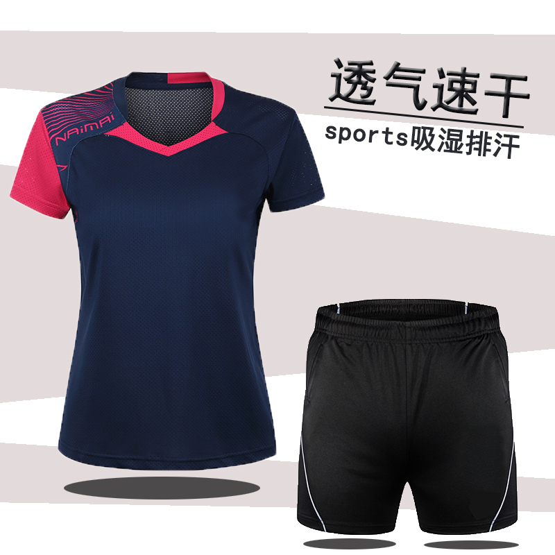 2022 Badminton Suit Suit Summer Short Sleeve Blouse Blouse Blouse Women's Top Speed Dry Race Jersey Table Tennis Custom Print