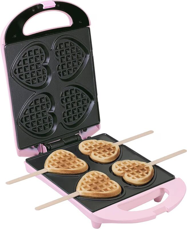 German New Bestron Heart-Shaped Waffle Iron with Handle Lollipop Waffle Maker