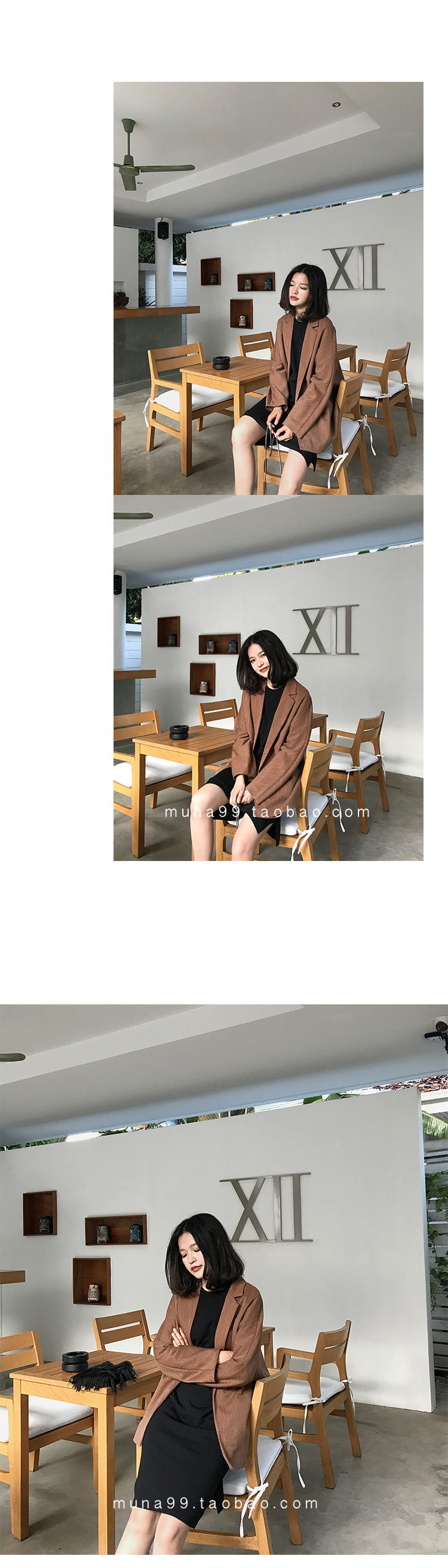 MUNA Muna xuân 2018 mới cho nữ bộ đồ nhỏ giản dị lỏng lẻo phần dài sang trọng sọc nhỏ phù hợp với áo khoác nhỏ áo blazer nữ đẹp