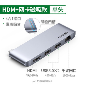 绿联typec扩展坞拓展usb雷电3hdmi投影配件转换器适用于air苹果macbook pro笔记本电脑mac网线ipad转接口接头