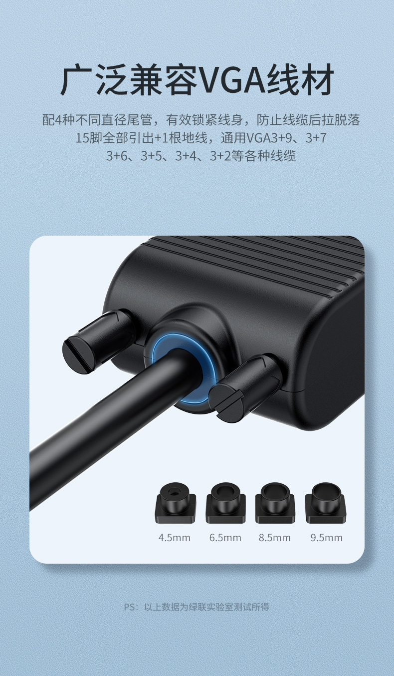 绿联vga免焊接头公3+6+9连接器3排15针DB15