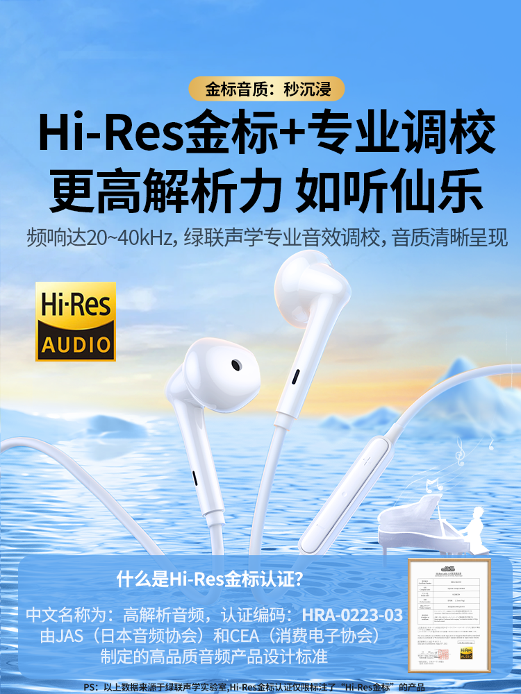 Greenlink Wired Headphones Type-C High-Quality Round Hole Computer Compatible with Huawei, Xiaomi, Apple 16, iPhone 17