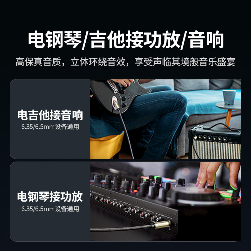 Greenlink 3.5 to 6.5 Audio Cable Connects Mobile Phones, Computers, Speakers, Electric Guitars, Digital Pianos, 6.35mm Adapter