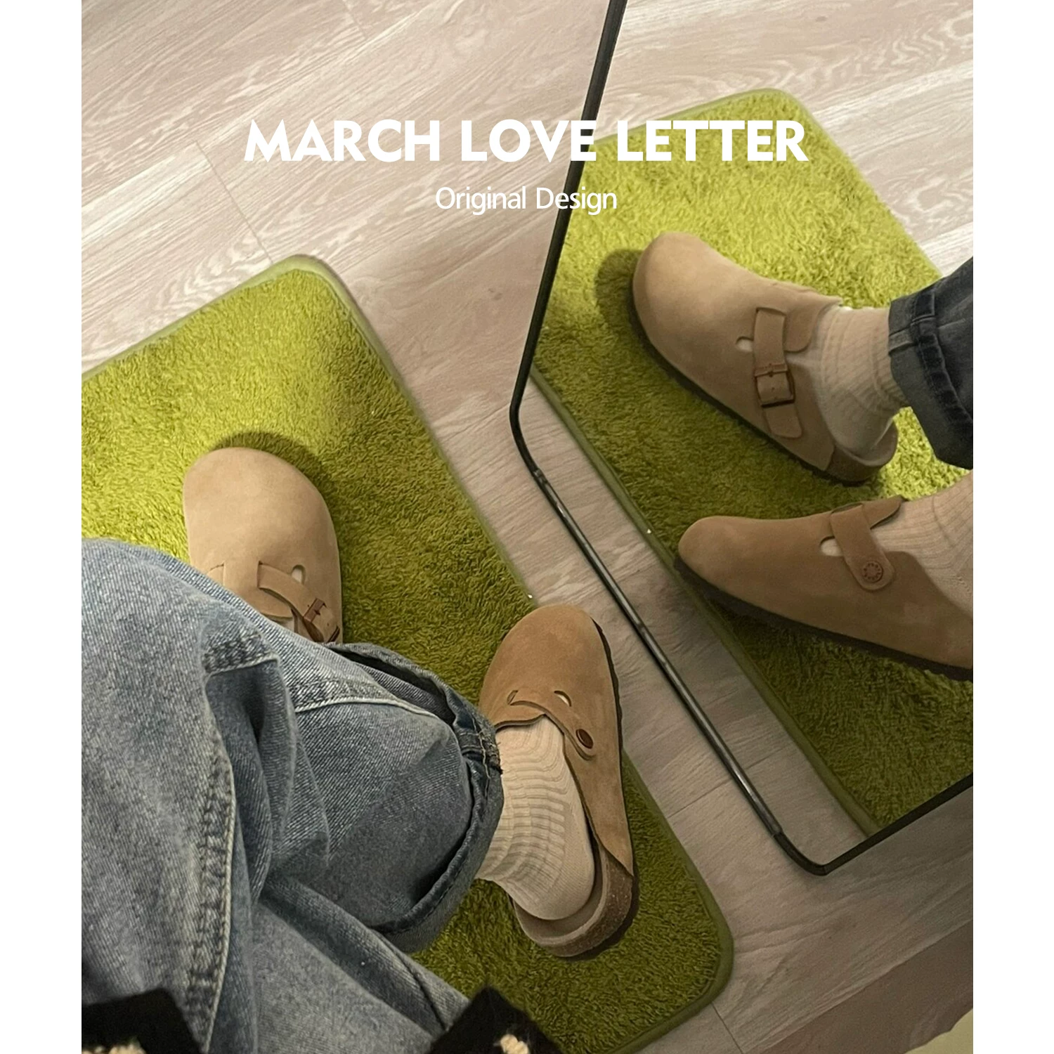 [24 часа мгновенно] Марш любовное письмо из натуральной кожи Birken Shoes для женщин с толстой подошвой, тапки для весны и осени, пробковая обувь