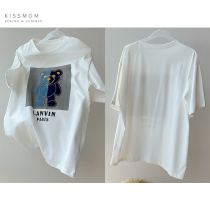 Maternity summer T-shirt casual wild loose short top Bear embroidery short sleeve large size spicy mom T summer fashion trend