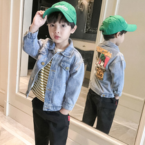 Boy denim coat spring and autumn 2021 Korean version of mens treasure denim clothing childrens fashion spring clothing baby coat