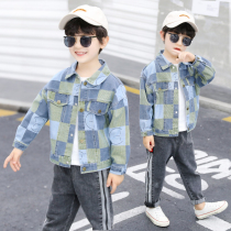 Childrens denim jacket 2021 new boy foreign gas boy jacket Korean spring and autumn baby coat tide