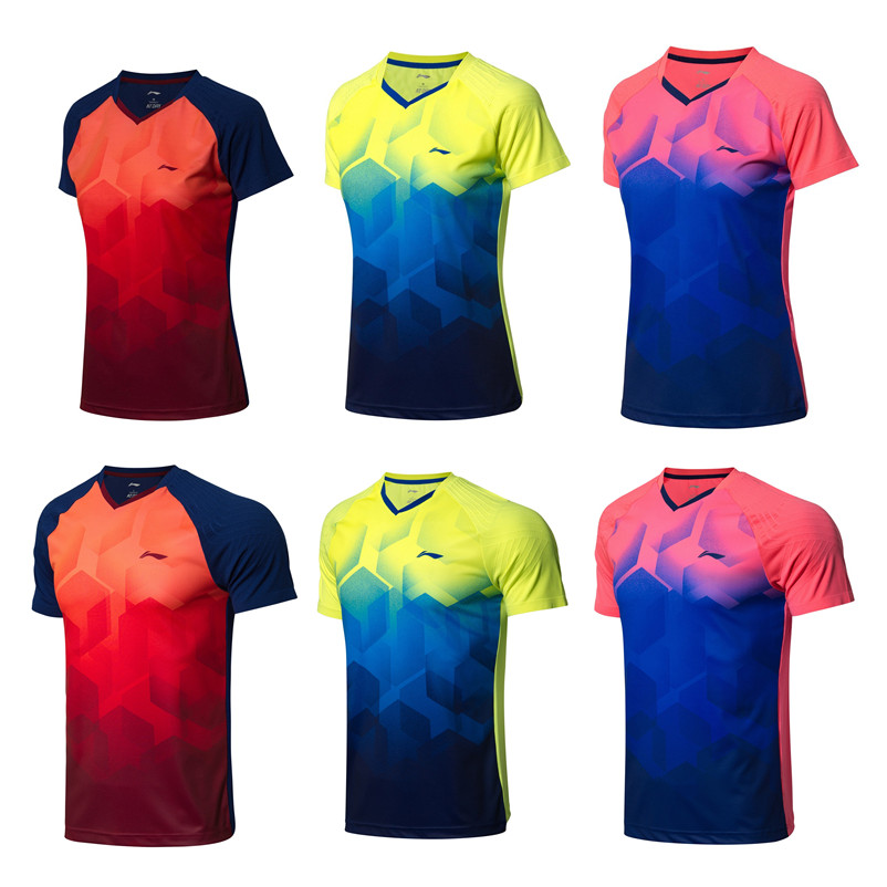 Printable Li Ning AAYN269 078 quick-drying one-piece woven breathable badminton sportswear round neck