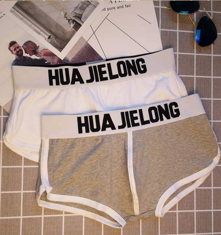 Quần lót nam Boxer mới Xu hướng giới trẻ Cá tính Đồ lót nam Cotton thoáng khí Nam chất rắn Quần cotton Hàn Quốc