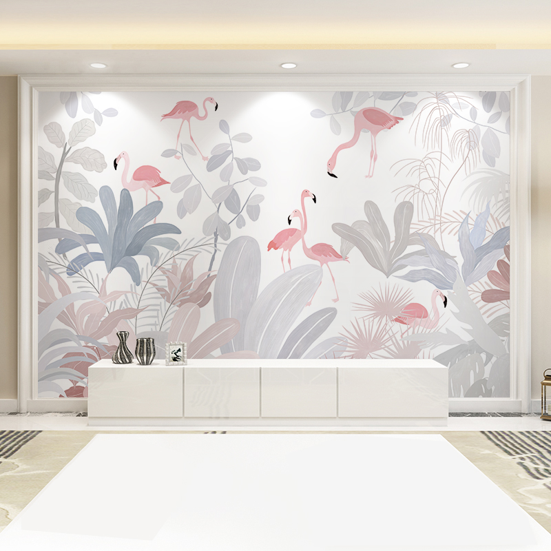 TV background wall wallpaper minimalist modern bedroom unwoven fabric wallpaper film and TV wall tennis red Nordic Firebird frescoes