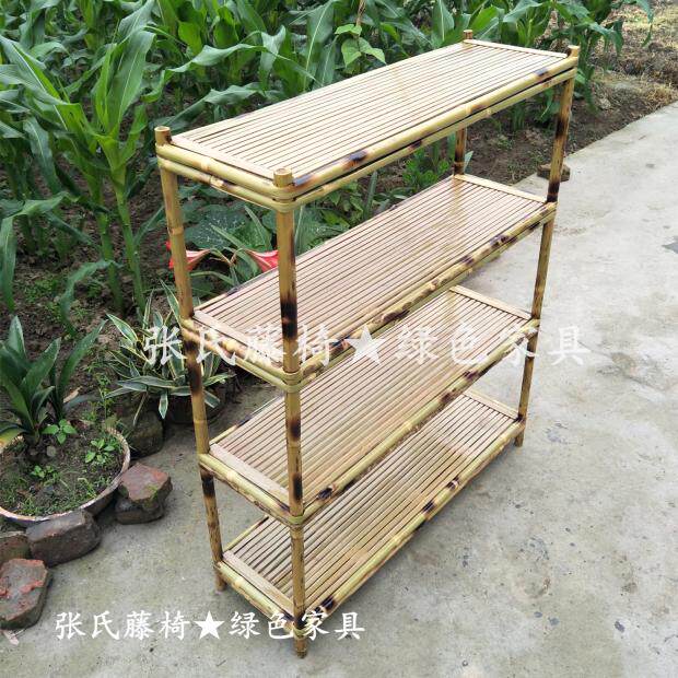 Zhang's Rattan Chair Bamboo Furniture Bamboo Shelf Shelf Corner Shelf Bamboo Shelf Shelf Bookshelf Four-layer Shelf