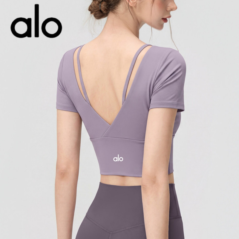 Aio Quick-Dry Yoga Top with Short Sleeves, Breathable and Slim-Fit, Suitable for Running, Sports, Pilates, and Fitness Wear Set