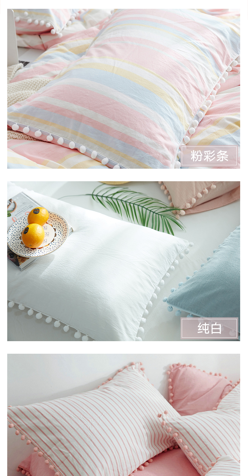 Màu xanh lá cây Yi Xuan ins gối gió Bắc Âu đặt bóng nữ bên sọc bông đơn cặp gối gối ôm cao su non